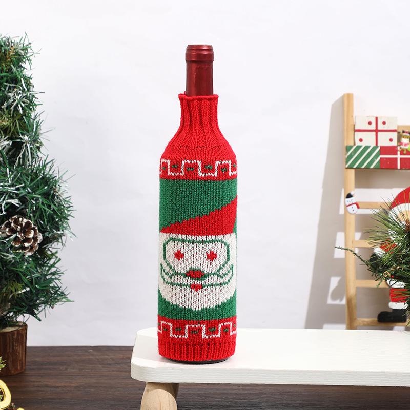 Festive Cartoon Wine Bottle Covers for Christmas Table Decor