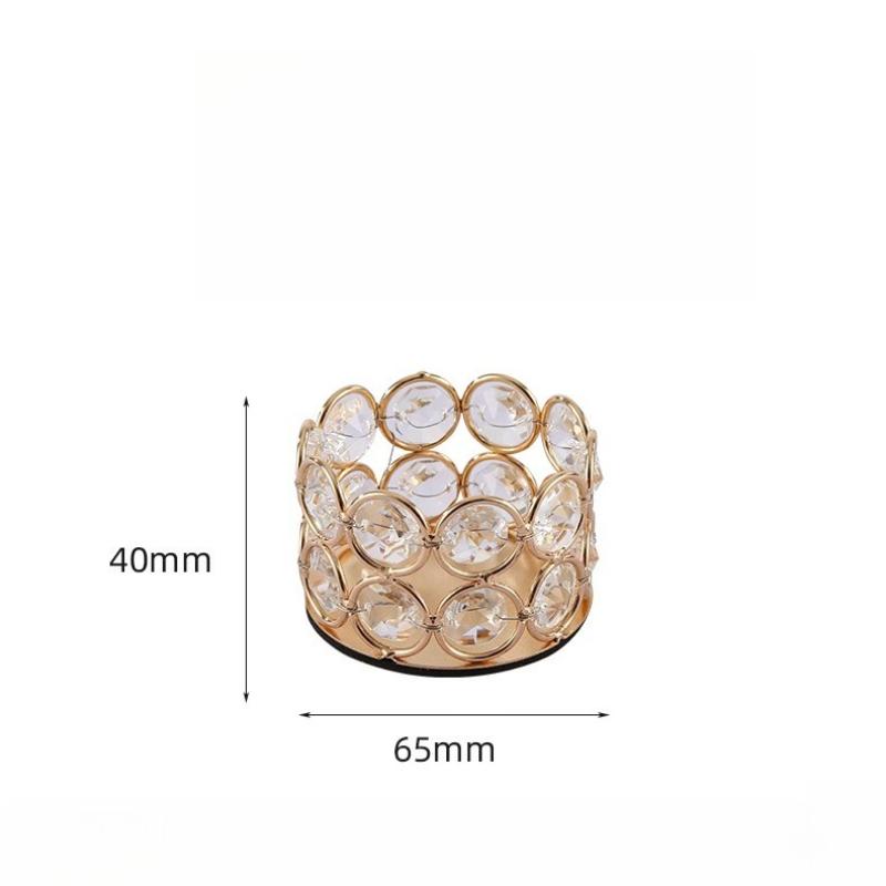 Golden Candle Holder European Crystal Candle Stand Creative Dinner Candle Cup 65x40mm&1Pc