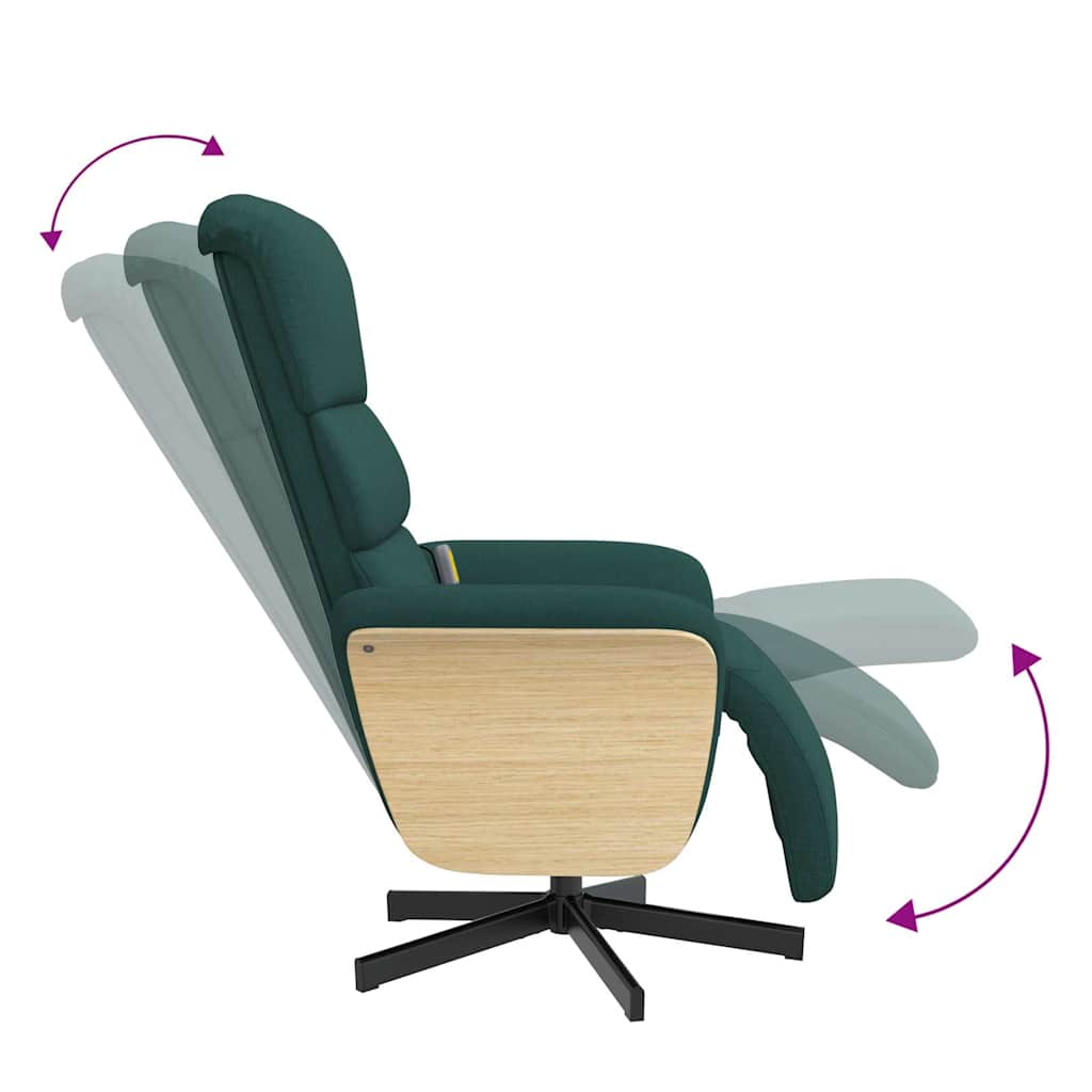 Massage Chair with Footrest Dark Green Fabric
