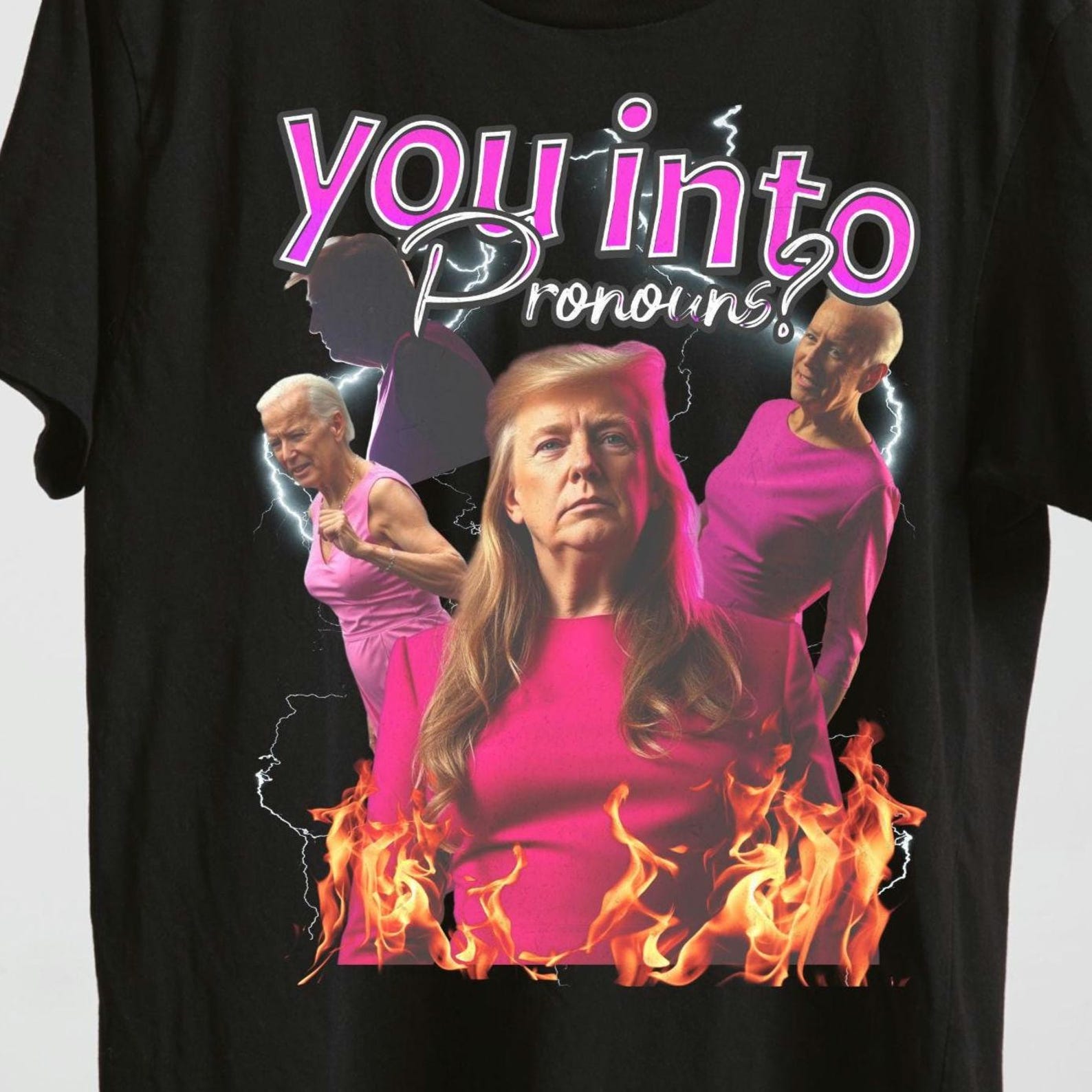 Funny Pronouns Meme T-Shirt: Trump & Biden, Political Humor Tee 3XL