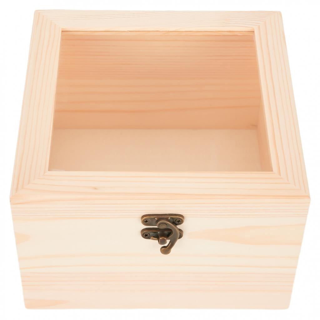 Storage Box Hinged Jewelry Box Pine Souvenir Square