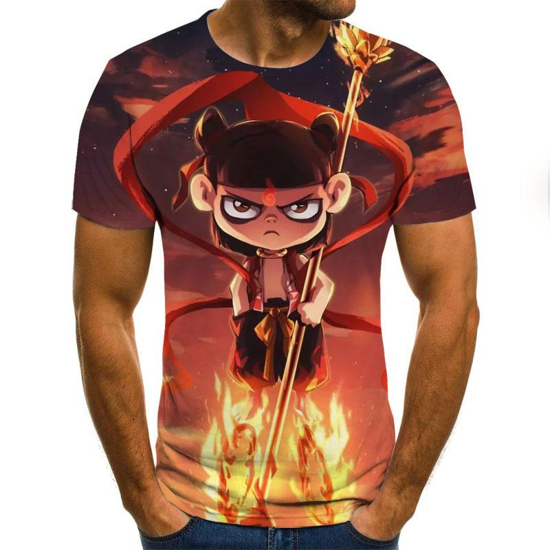 

Мужская футболка с коротким рукавом с 3D-принтом «Демон Нечжа» 6XL