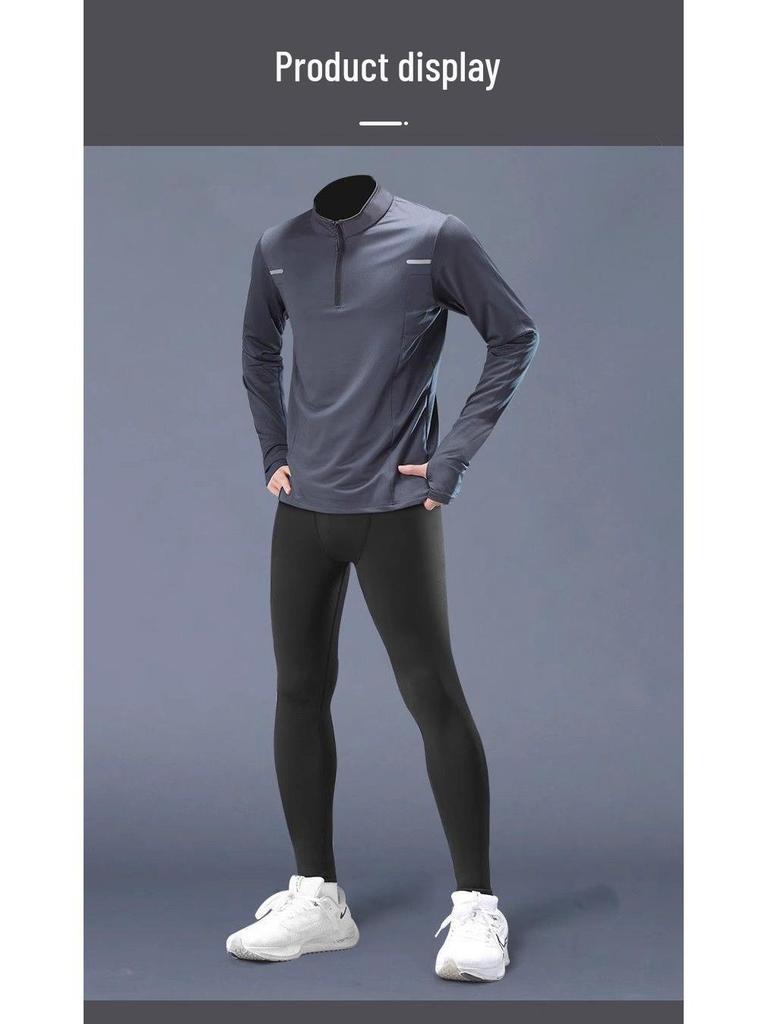 Traje Profesional de Running para Maratón para Hombre - Secado Rápido, Manga Larga, Pantalones Elásticos para Deportes de Otoño/Invierno.