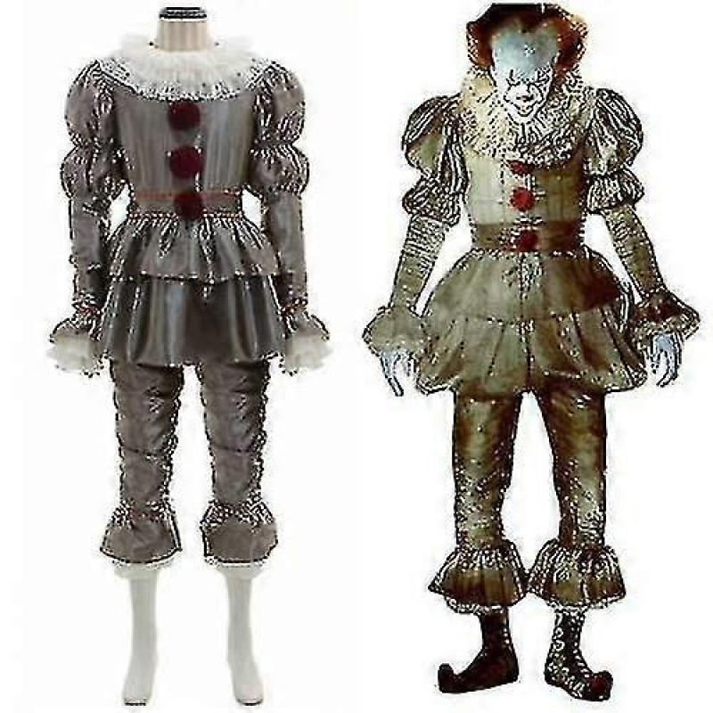 Stephen King's It Full Set Halloween Costume Pennywise Clown Suit Joker_y High Quality