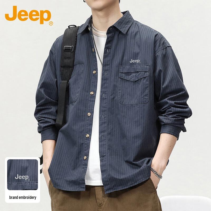 JEEP Men s Casual Striped Long-Sleeve Shirt XL