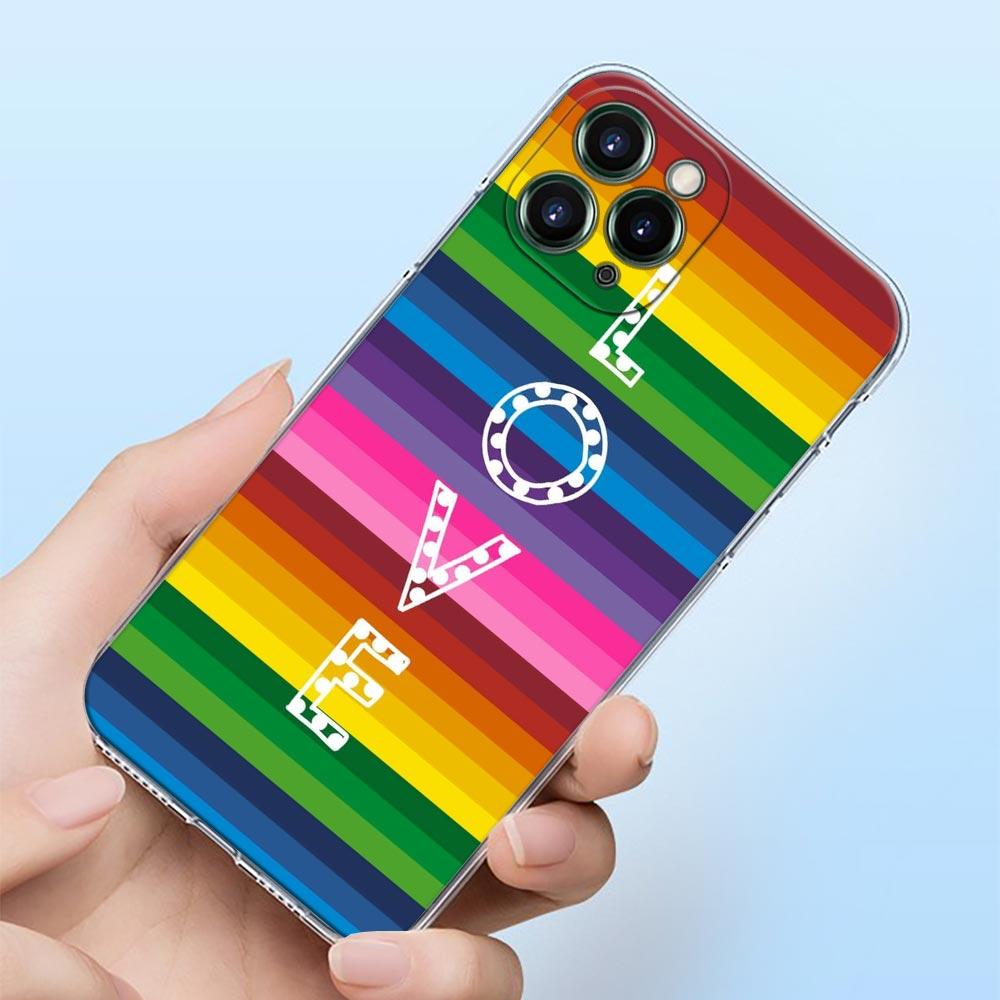 Gay Lesbian LGBT Rainbow Love Shell Case for iPhone 16 15 11 12 13 14 Pro Max for iPhone 16 Plus Soft Transparent Cover Fundas