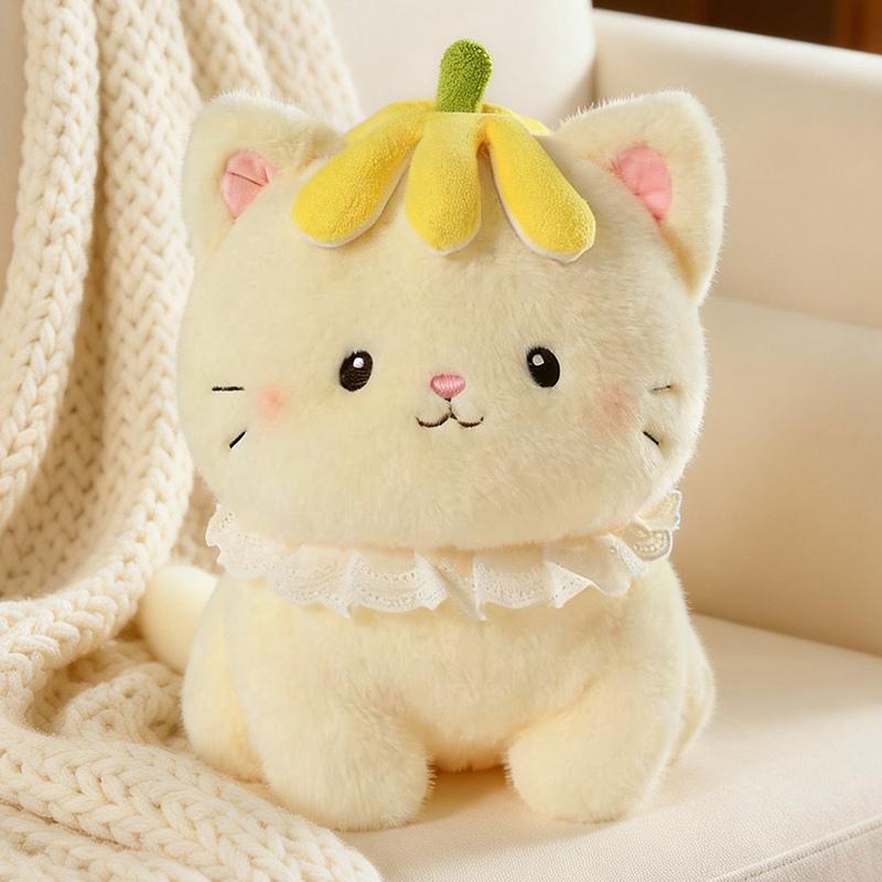 21/30cm Kawaii Bananenschale geformtes Kätzchen Plüschtier Zartgelbes Katzen Plüschtier Weiches Plüschtier Puppe Heimdekoration Mädchen Geschenk 21cm
