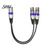 Audio Adapter Cable 30cm Anti-winding Balanced Transmission Zinc Alloy 2 in 1 Anti-interference XLR Male to Female Extension Cord for Sound Console