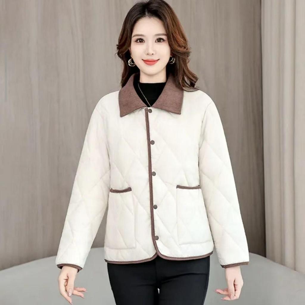 Veste courte en coton amincissante style petite taille pour femmes 2025 - Vêtement d'extérieur léger pour mères d'âge moyen