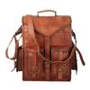 Classic Style Brown Genuine Leather Backpack Laptop Messenger Bag Everyday Use Versatile Rucksack Sling for Men and Women