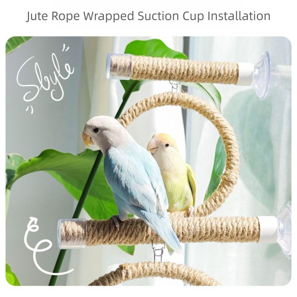 Linen Rope Bird Toy Swing Set Suction Cup Bird Claw Beak Grinding Bar  Climbing Exercise