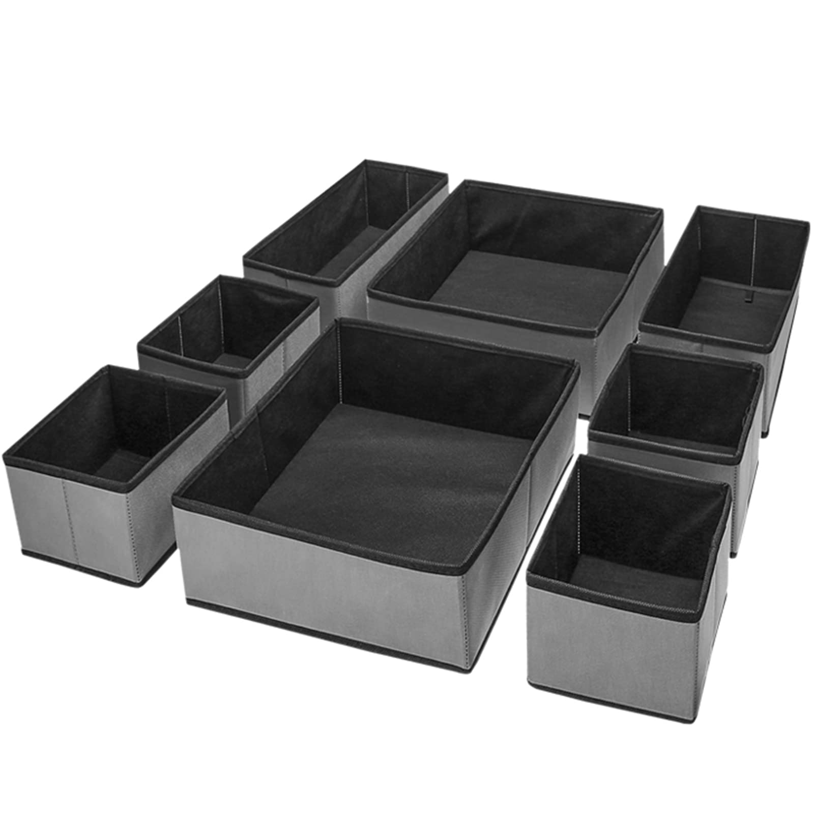 Puricon of Drawer Storage Clothes Clothing Organizer Gray [Set 8] Boxes, Fabric, Cases, Foldable, Lidless, - серый