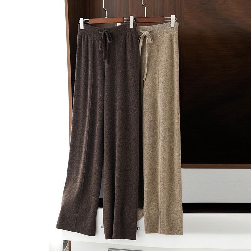 Women's Stylish Wide-Leg Knitted Pants, Casual Drape for Autumn & Winter