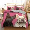 Bulldog Duvet Cover French Bulldogs Bedding Set Twin Polyester Chocolate Puppy Pet Doggy Animal Quilt Cover For Dog Lover Gifts