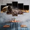 Coffee Beans Aroma Restaurant Kitchen 5 Piece Five Panel Wall Canvas Print Modern Art Poster Picture Home Decor Gift For Him For Her