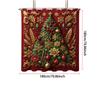 1pc red Christmas tree print waterproof shower curtain partition privacy hanging curtain, with 12 hooks, easy to install