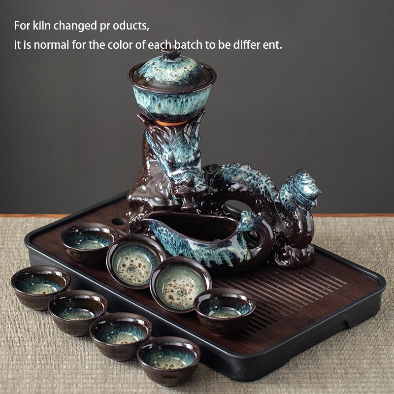 1 Set, Creative Lazy Tea Set, Semi-automatic Dragon Teapot, Magnetic Rotating Water-conducting Tea Set, Chinese Kung Fu Tea Set