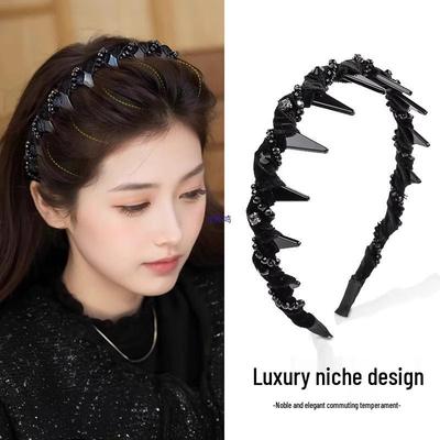 Louis Temperament Rhinestone Skull Top Wavy Headband for Women 2025 - Stylish, with Teeth for Face Washing
