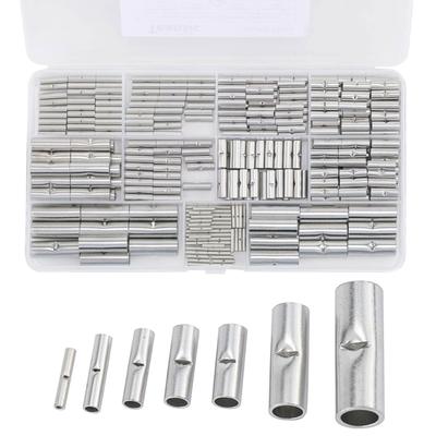 300Pcs NonInsulated Butt Connectors Butt Terminals Electrical Wire Connectors Tinned Copper Crimp Splices Cable Ferrules