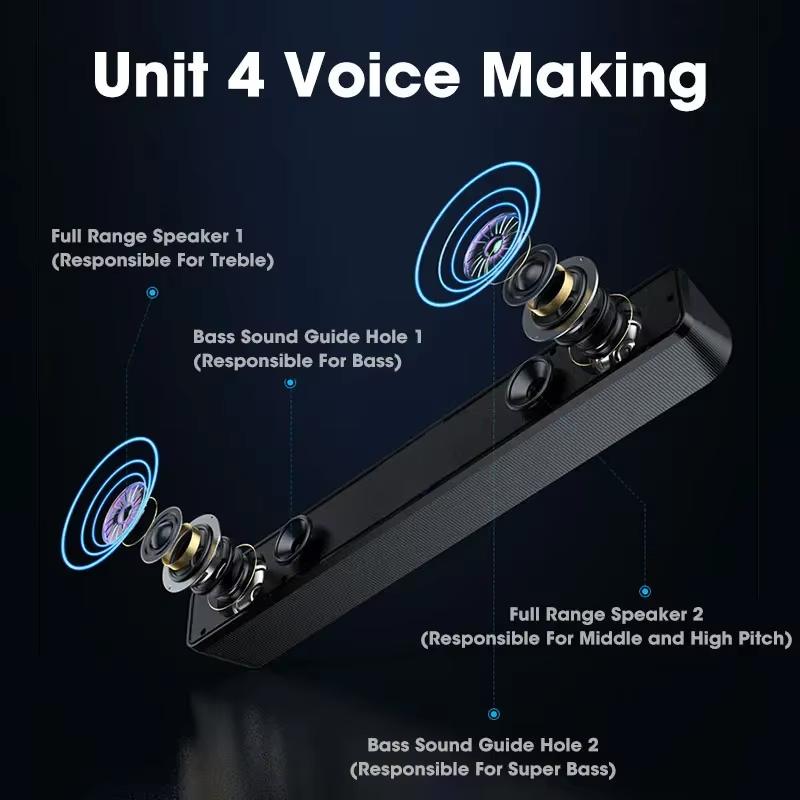 Home Theater Soundbar with Subwoofer Bluetooth 4D Surround Speaker for TV Computer Wired Stereo Strong Bass