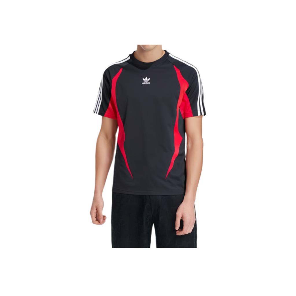 Adidas Archivní tričko Color Block s krátkým rukávem Raglánové tričko Pánské topy Černá Purpurová IX9648