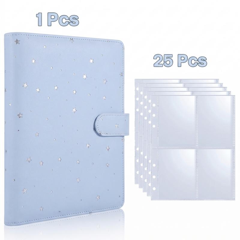 A5 PU Leather Binder Cover with Magnetic Buckle Closure, 6 Ring Personal Notebook for Organizing Planner, Photo Card Sleeves