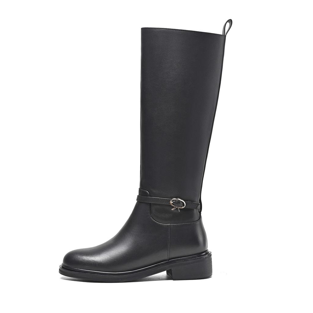 Krazing Pot Piele de vaca Pantofi Toamna Iarna Toc Mediu Gros Marime 45 Marime 44 Piele Incrucisata Femei Mentine Caldura Cizme inalte pe coapsa