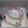 Empress Dowager Crystal Pink Diamond Saturn Necklace Bracelet - Ouyang Nana Celebrity Style