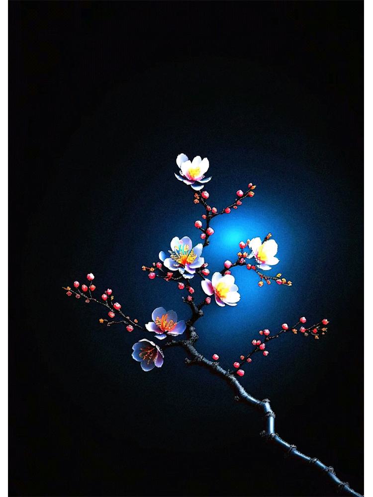 Diamond Painting Mosaic Flowers Rhine Blue Series One Plum Blossom 5D DIY Embroidery Cross Embroidery Home Decoration