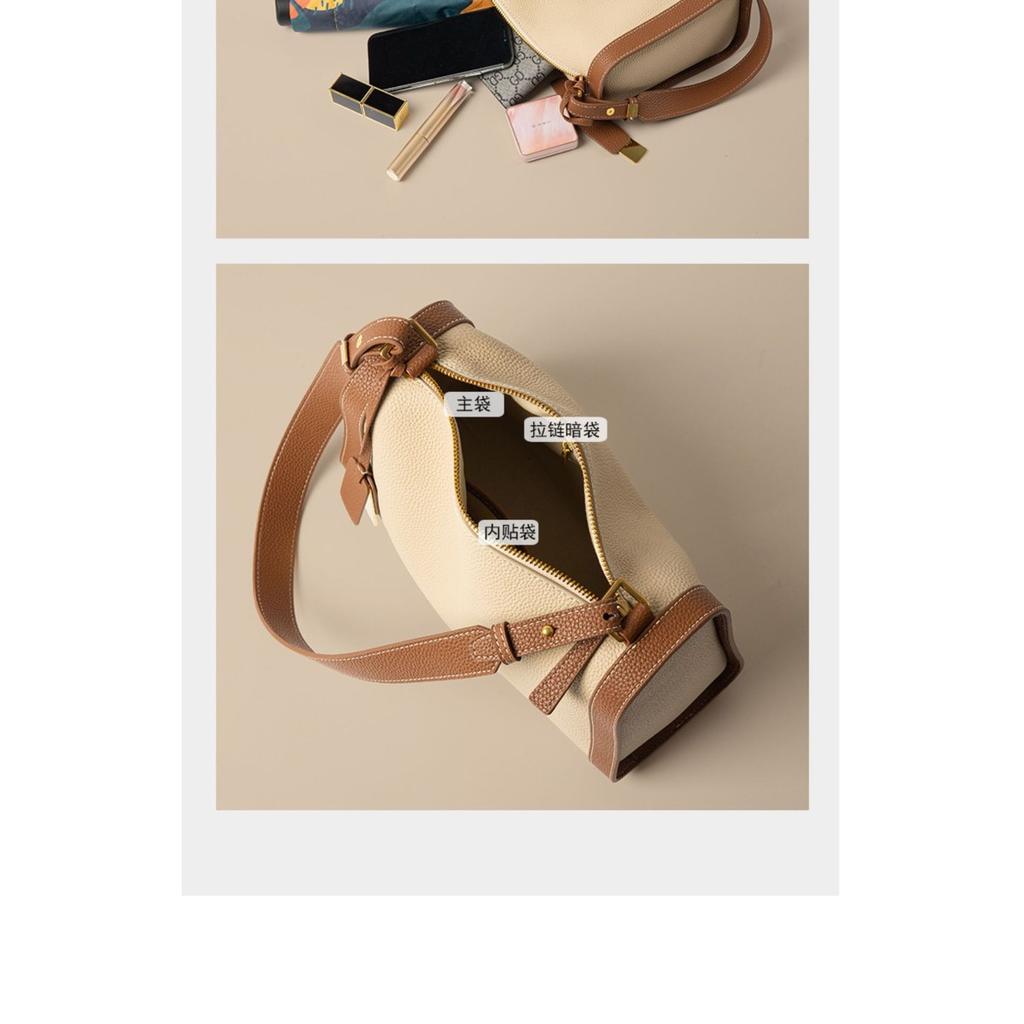 Borsa da donna in pelle 2023 borsa a spalla tipo cuscino strato superiore tracolla pelle bovina versatile grande capacità borsa baguette alla moda versatile