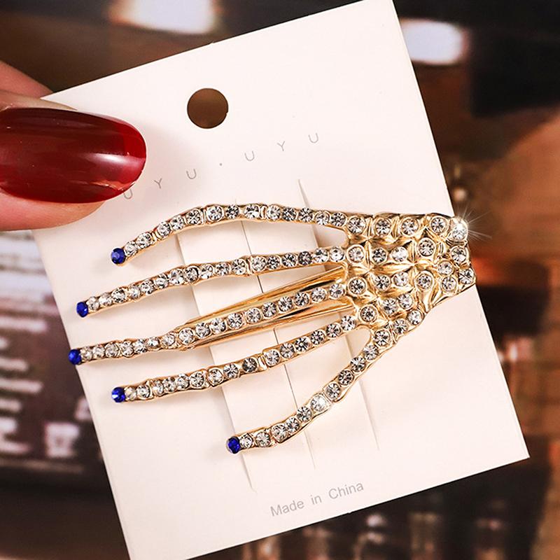 1Pc Punk Style Skull Claw Hand Bone Hair Clips Alloy Hairpins Headband Barrettes