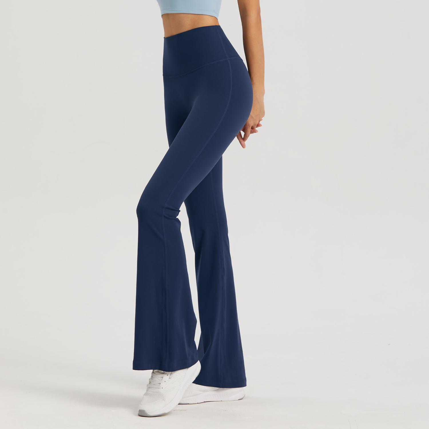 

Бесшовные брюки для йоги с широкими штанинами и высокой посадкой - Утягивающие, Не скатывающиеся, Ощущение обнаженности, Расклешенные спортивные штаны Small