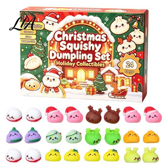 Mini Soft Toys for Party Favors 2026 Christmas Dumplings Advent Calendar with 24 Bun Squeeze Educational Fidget Tools Concentration Toys, Festive