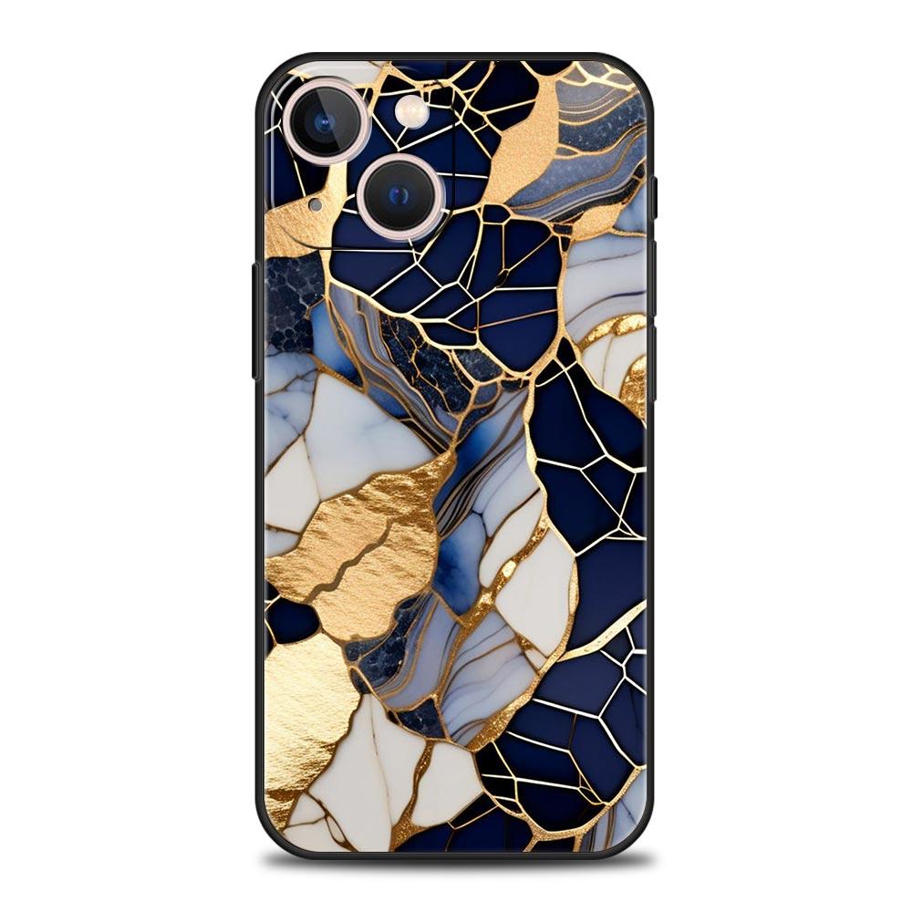 Watercolor Marble Phone Case For iPhone 17 16 15 Pro Max 11 12 13 14 7 8 Plus SE 2020 X XR XS Cover Soft Black