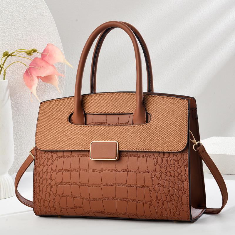 Geantă de mână patchwork cu model de piatră, capacitate mare: Geantă Versatilă Trendy Crossbody și de Umăr