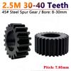 1 peça 2,5M Engrenagem Cilíndrica 2,5 Módulo 30/32/34/35/36/38/40 Dentes Engrenagens para Motor de Imã Permanente Aço 45# Engrenagem Cilíndrica Furo 8-38mm Passo 7,85mm