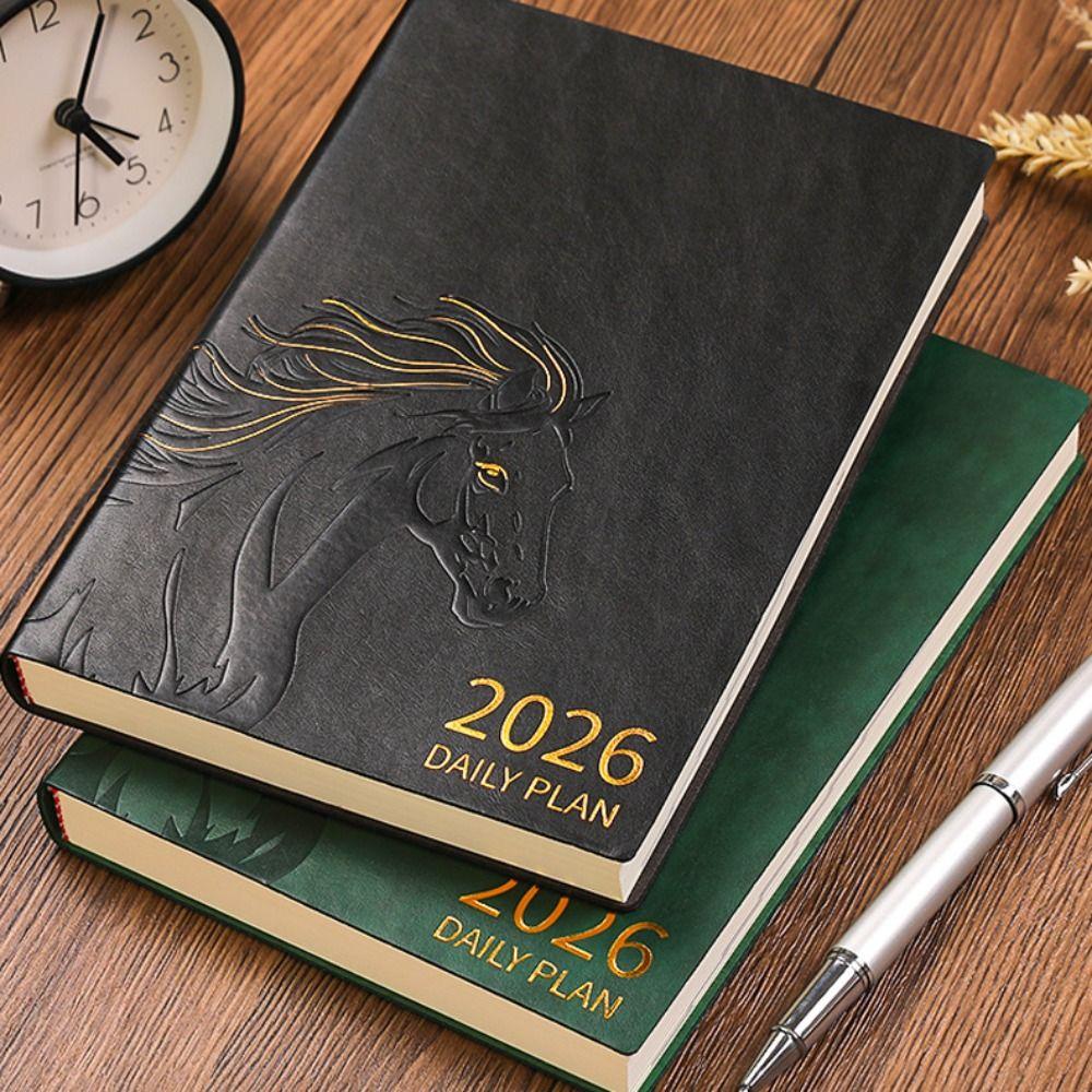 Wear-resistant 2026 Schedule Planner Notepad Pu Leather Office Work Planner  Stationery