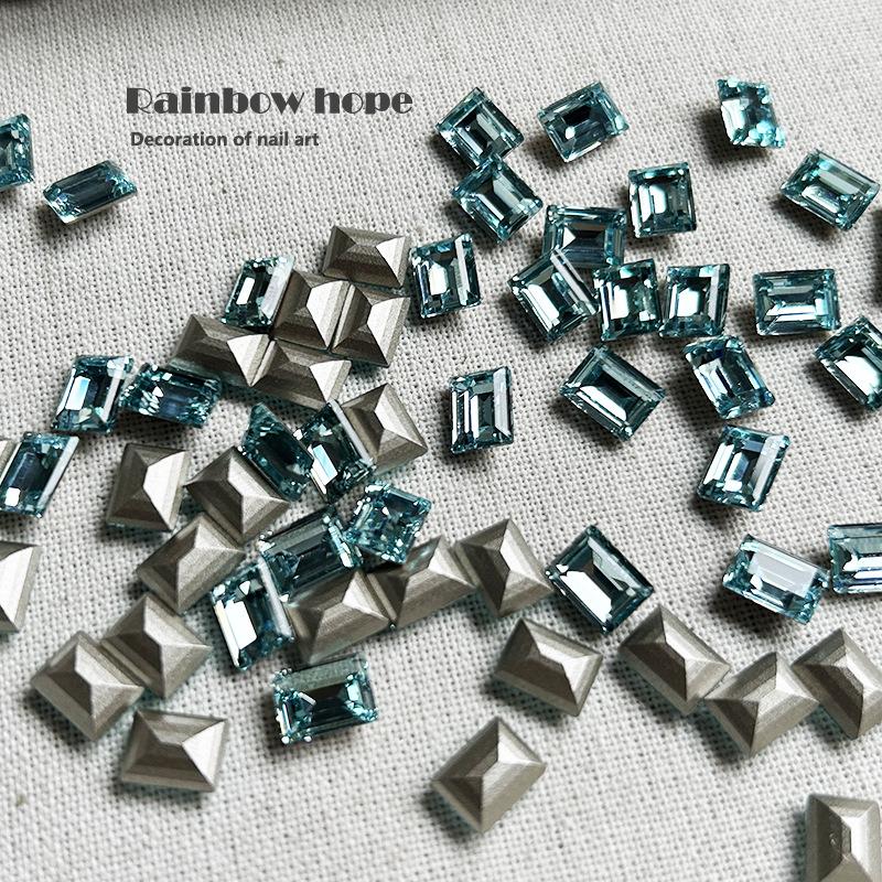 

Huazi Pingti Nail Drill 6 * 8Mm Rectangular Pointed Bottom Crystal Diamond Light Luxury High-Quality Diy Wearing Nail Jewelry Accessories