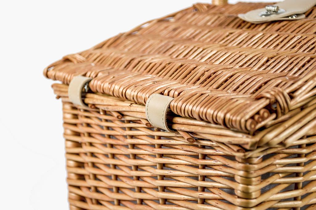 Geflochtener Picknickkorb, Thermotasche, Teller-Set für 4 Personen, Vatertag