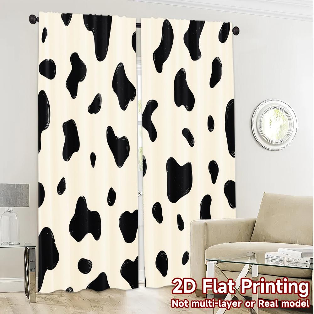 2D Flat Printing  JIT 2pcs   Curtains (Without Rod) Cowprint Curtains Popular Print Curtains Versatile Polyester Curtains