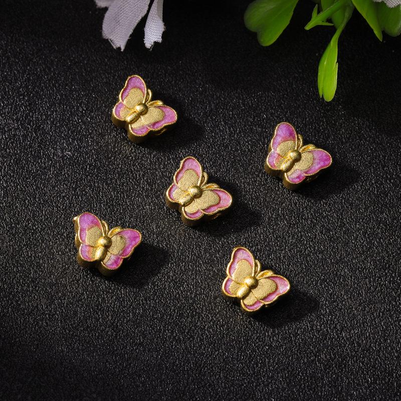 

Gold Vajra Butterfly Spacer Beads with Gemstone Look and Strong Color Retention – Alloy Drip Oil Finish