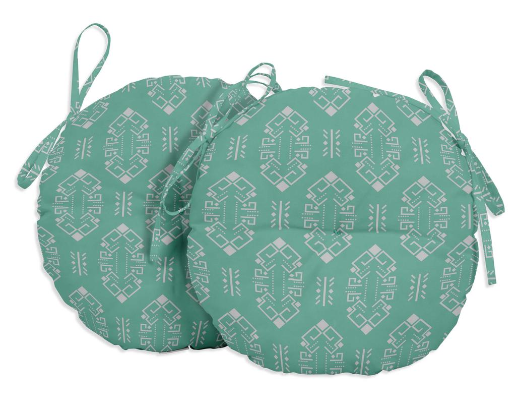 Vargottam Indoor Outdoor Round Bistro Chair Cushions Block Print 15-Inch Bistro Chair Pads Waterproof Seat Chair Cushion For Home