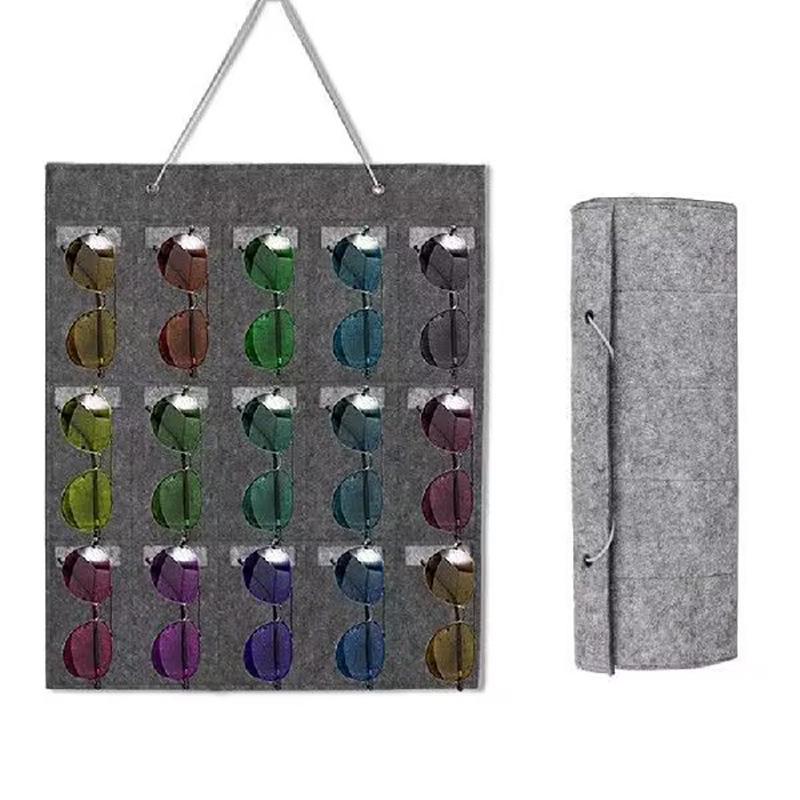 Customizable Felt Sunglasses Wall-Mounted Display & Storage Bag