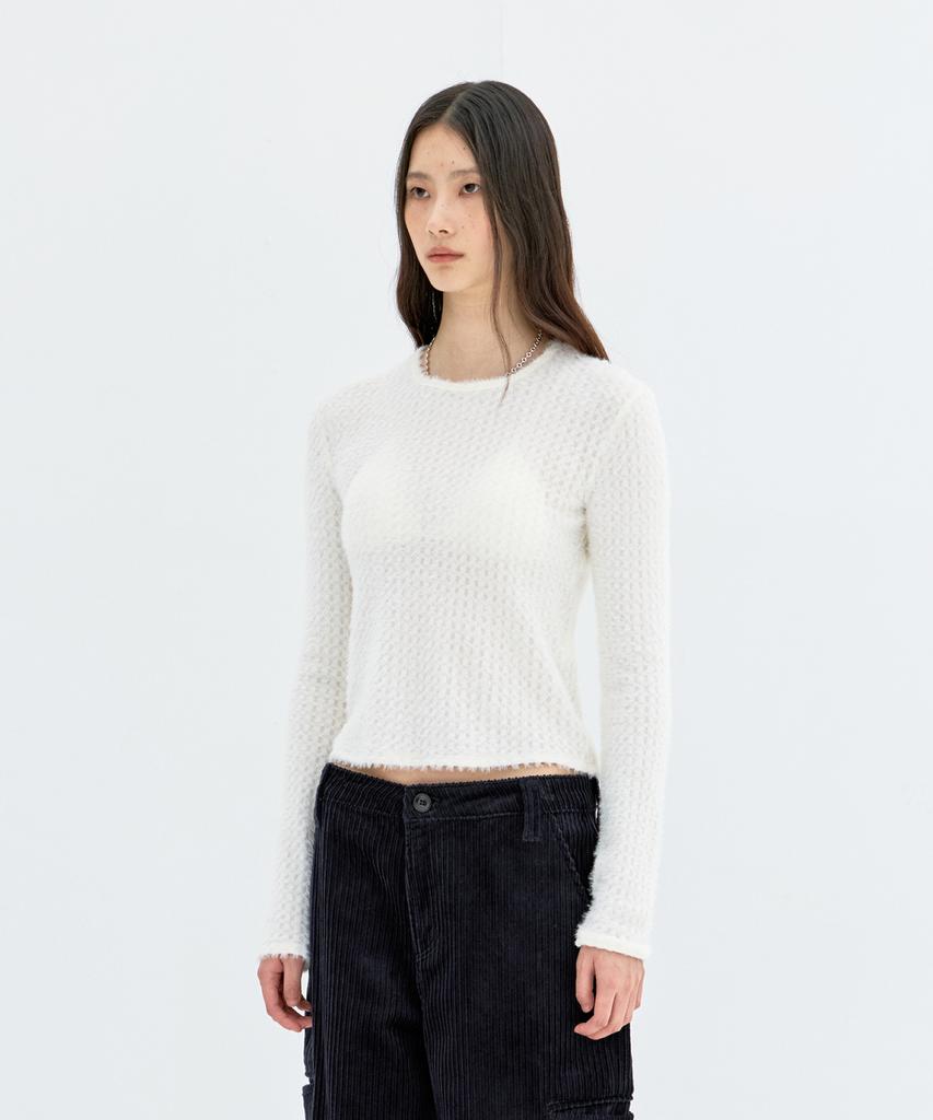 COOR WOMEN Brushed Jacquard Top (Ivory)