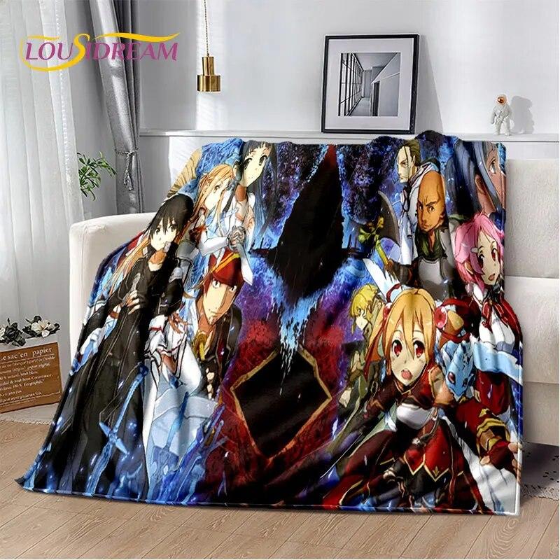 Sword Art Online SAO Anime Cartoon Soft Plush Blanket,Flannel Blanket Throw Blanket for Living Room Bedroom Bed Sofa Picnic Kids