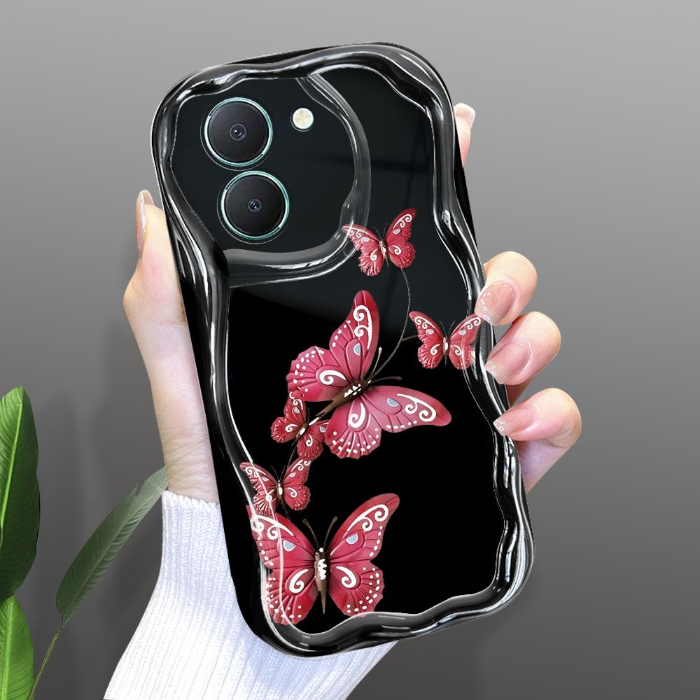 Cute Cartoon Pattern Cream Texture Casing Wavy Edge Soft Silicone Cover Phone Case for Vivo