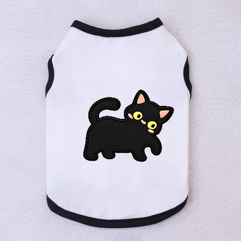 Halloween Pet Vest Cute Black Cat Cartoon Print Sleeveless Shirt Soft Breathable Costume For Kitten Puppy Party Daily Outfit