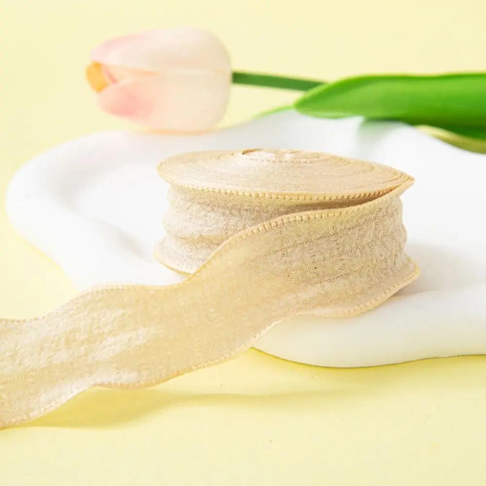 Creative 10 Yards Fishtail Yarn Ribbons Gift Wrapping Bouquets Wave Edge Pleated Gifts Packaging Material 2.5cm Chiffon Ribbon