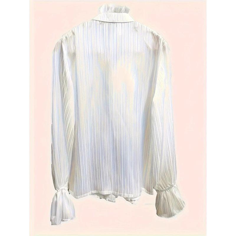 V-neck Long Sleeve Loose Solid Color Shirtv Collar Long Sleeve Solid Shirts