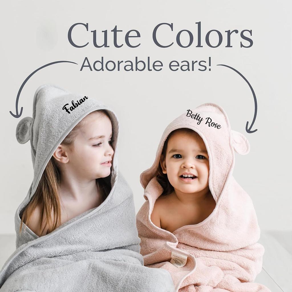 Personalized Baby Cotton Bear Hooded Bath Towel Thick Towel Name Custom Baby Bath Towels